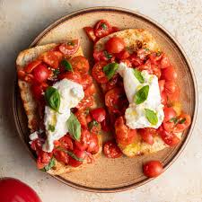 Resep Bruschetta Tomat Ceri, Burrata & Daun Basil Segar